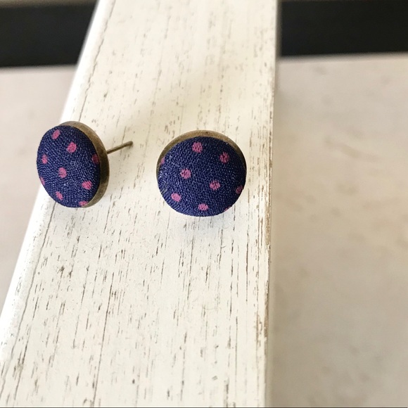 Salty Grace Jewelry - Navy polka dot earrings 3/15